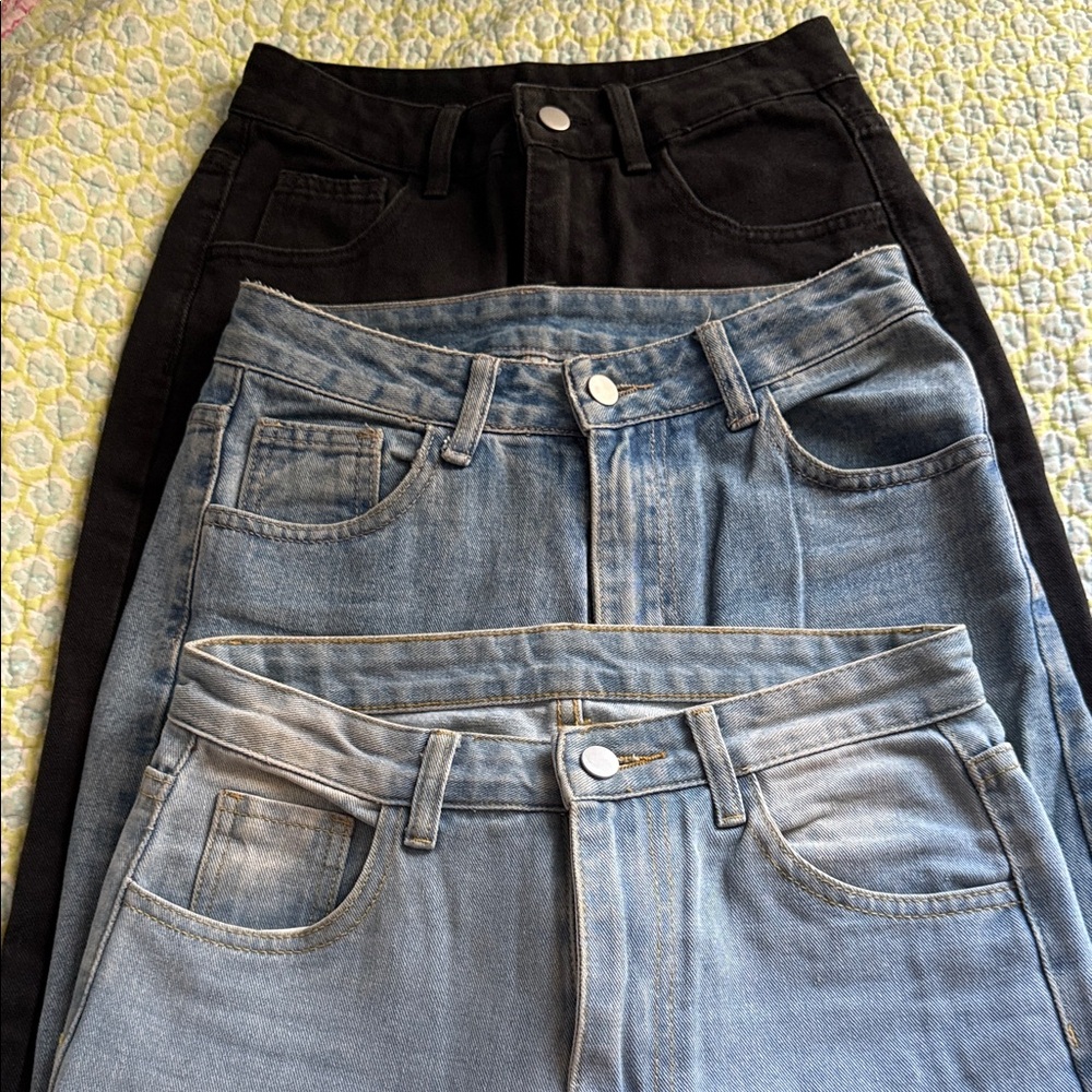 Black and Blue Denim Jeans Set by Shein size X small